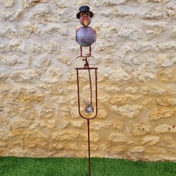 Balancier corbeau de jardin métal et verre à planter. -LDJ .