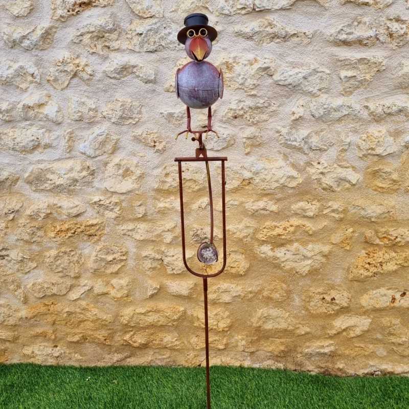 Balancier corbeau de jardin métal et verre à planter. -LDJ .