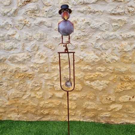 Balancier corbeau de jardin métal et verre à planter. -LDJ .