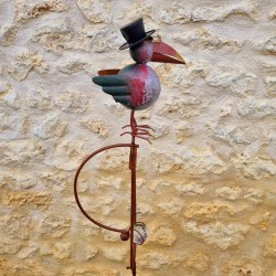 Balancier corbeau de jardin métal et verre à planter. -LDJ .