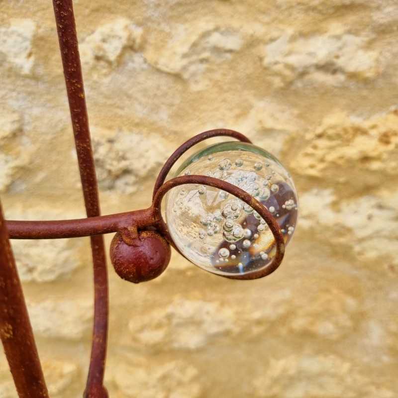 Balancier corbeau de jardin métal et verre à planter. -LDJ .