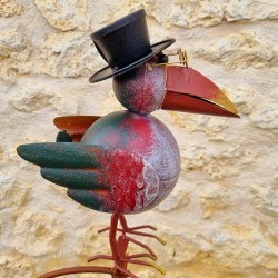 Balancier corbeau de jardin métal et verre à planter. -LDJ .