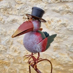 Balancier corbeau de jardin métal et verre à planter. -LDJ .