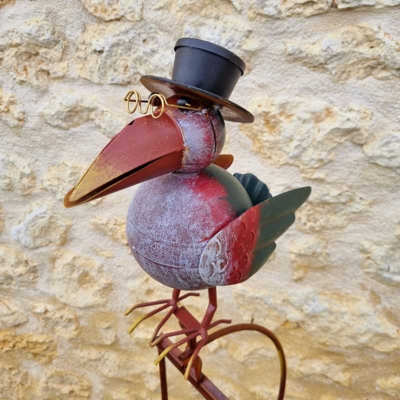 Balancier corbeau de jardin métal et verre à planter. -LDJ .