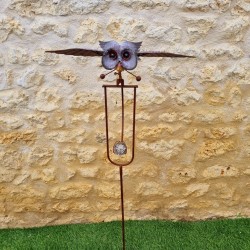 Balancier jardin hibou métal sur pic H132 | Lézard Jardin .