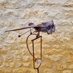 Balancier jardin hibou métal sur pic H132 | Lézard Jardin .