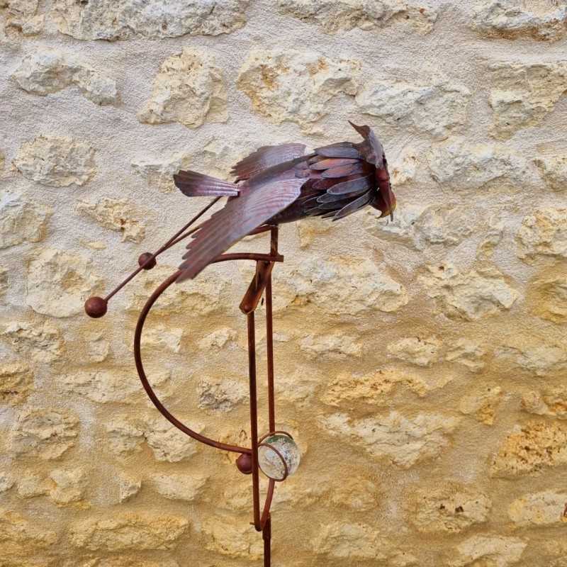 Balancier jardin hibou métal sur pic H132 | Lézard Jardin .