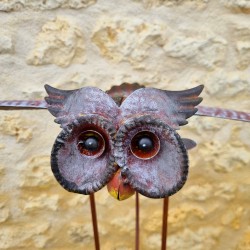 Balancier jardin hibou métal sur pic H132 | Lézard Jardin .