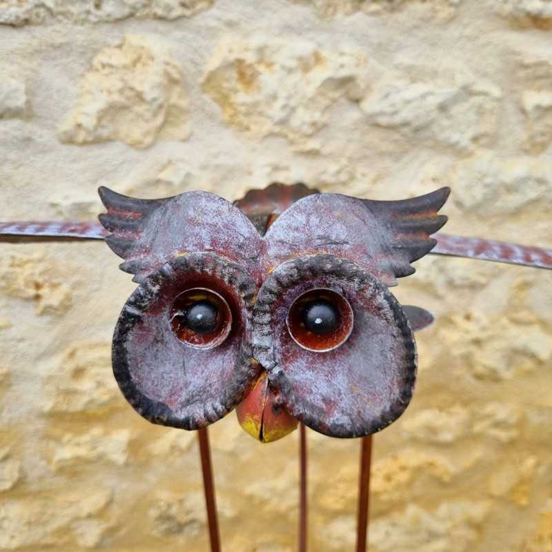 Balancier jardin hibou métal sur pic H132 | Lézard Jardin .
