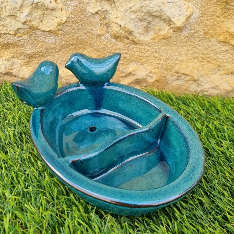  Bain d'oiseaux, mangeoire en terre cuite à posé bleu 28,90 € LEZARD DU JARDIN