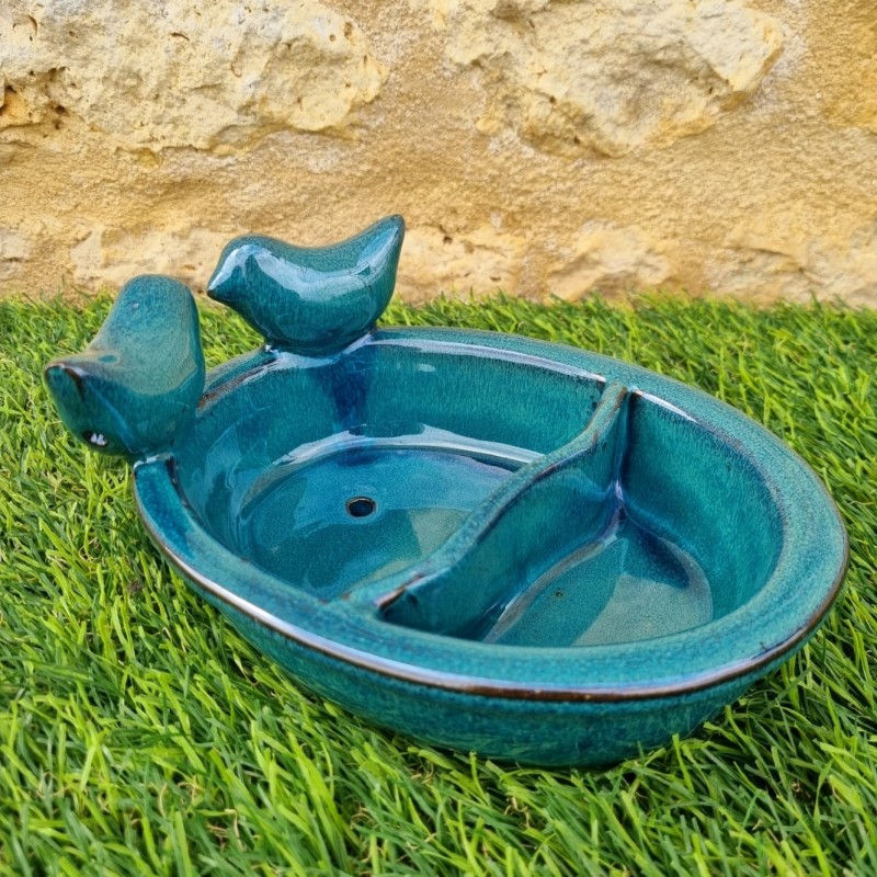  Bain d'oiseaux, mangeoire en terre cuite à posé bleu 28,90 € LEZARD DU JARDIN