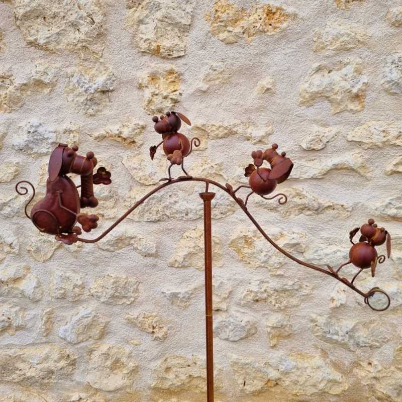 Mobile de Jardin décoration métal chiens. -LEZARD DU JARDIN