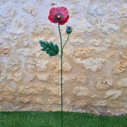 Coquelicot en fer avec feuilles