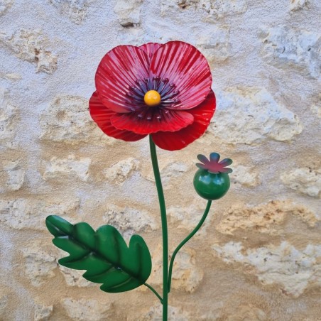 Coquelicot en fer avec feuilles 22,90 € LEZARD DU JARDIN