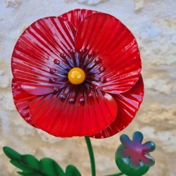 Coquelicot en fer avec feuilles