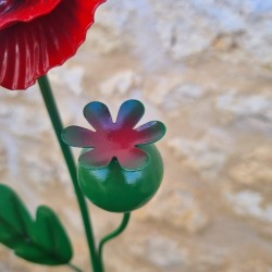 Coquelicot en fer avec feuilles