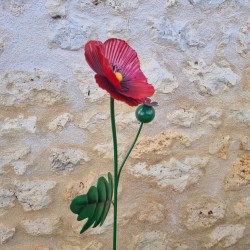 Coquelicot en fer avec feuilles