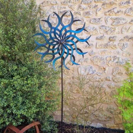 Éolienne décorative de jardin en fer bleue / noire modèle DAMPIERRE 69,00 € LEZARD DU JARDIN
