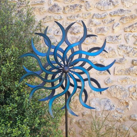 Éolienne décorative de jardin en fer bleue / noire modèle DAMPIERRE 69,00 € LEZARD DU JARDIN