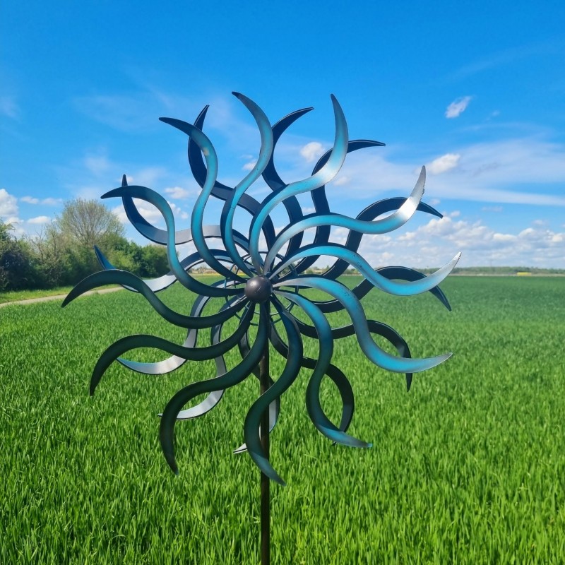 Éolienne décorative de jardin en fer bleue / noire modèle DAMPIERRE 69,00 € LEZARD DU JARDIN