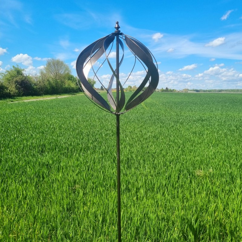Éolienne décorative de jardin Châteaudun | Moulin à vent en métal marron patiné