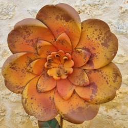 Fleur orange et marron avec feuilles