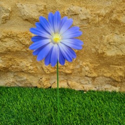Fleur en fer bleue centre paillettes