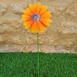 Fleur en fer orange centre paillettes