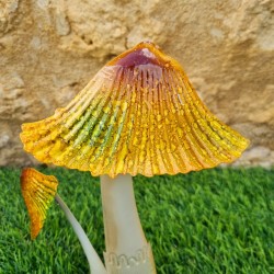 Champignons en fer en duo colorés jaune marron et vert