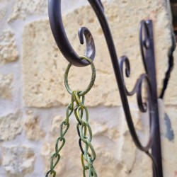 Panier Porte Plante Suspendue en fer vert patiné jaune et marron