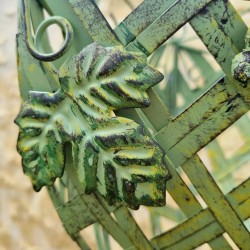 Panier Porte Plante Suspendue en fer vert patiné jaune et marron