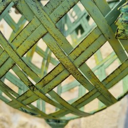 Panier Porte Plante Suspendue en fer vert patiné jaune et marron