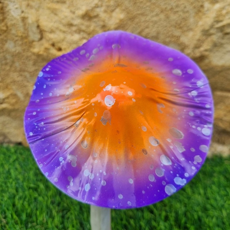  Champignon en fer à planter violet et orange a poids 14,90 € LEZARD DU JARDIN