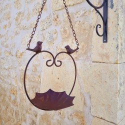 Mangeoire à oiseaux suspendue en fer coeur
