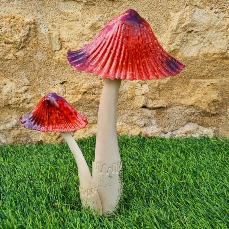  Champignons en fer en duo colorés rouge 8,90 € LEZARD DU JARDIN