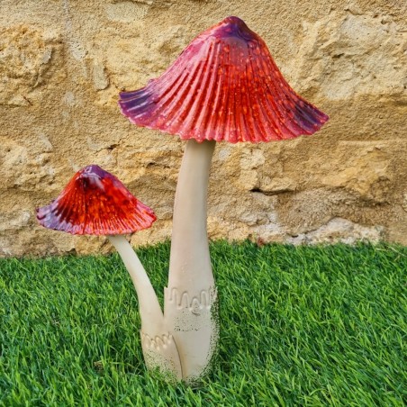  Champignons en fer en duo colorés rouge 8,90 € LEZARD DU JARDIN