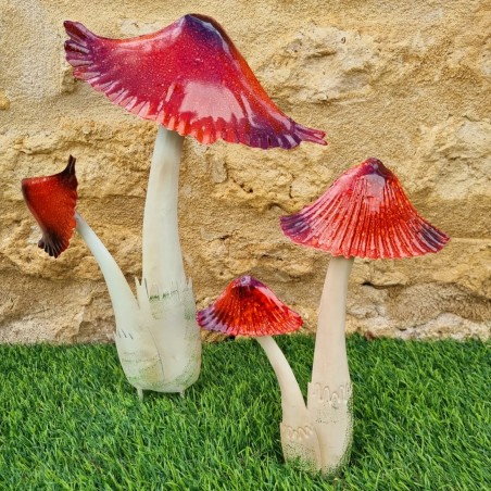  Champignons en fer en duo colorés rouge 8,90 € LEZARD DU JARDIN