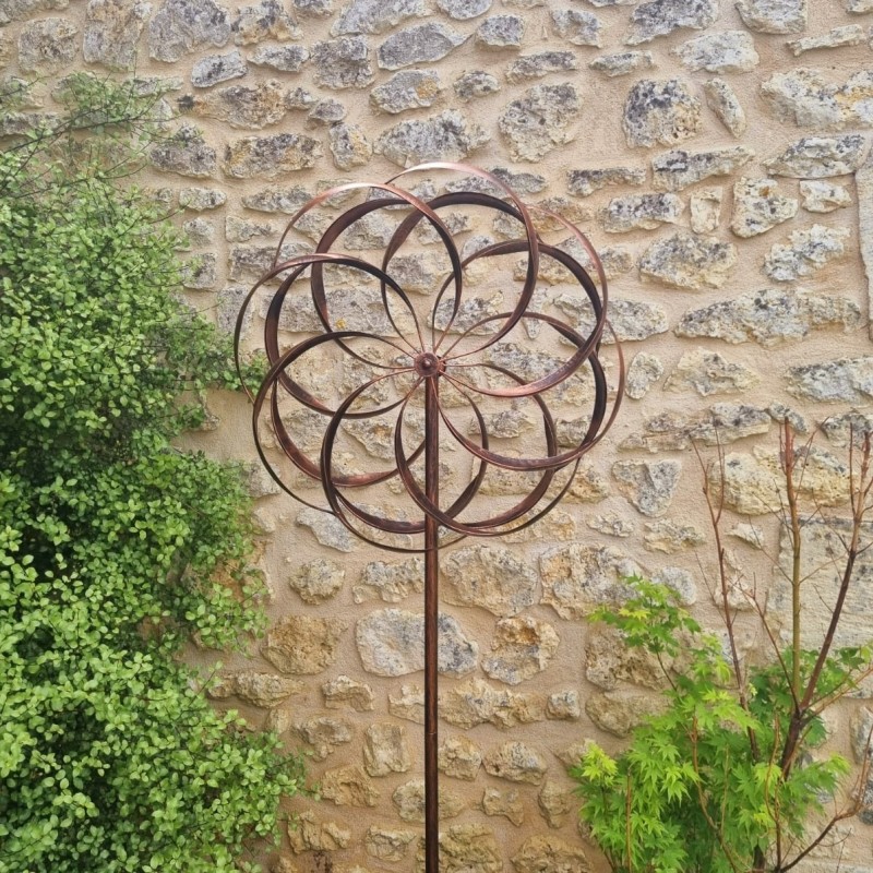 Éolienne décorative Modèle Chinon | Moulin à vent de jardin en métal  patiné cuivre