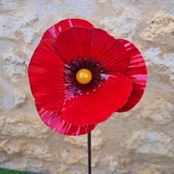 Coquelicot en fer sur pic