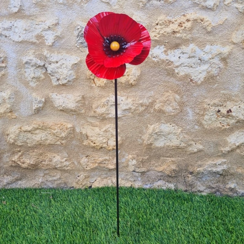 Coquelicot en fer sur pic