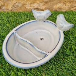 Bain d'oiseaux, mangeoire en terre cuite à posé blanc bleu 28,90 € LEZARD DU JARDIN