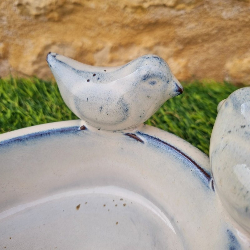 Bain d'oiseaux, mangeoire en terre cuite à posé blanc bleu 28,90 € LEZARD DU JARDIN