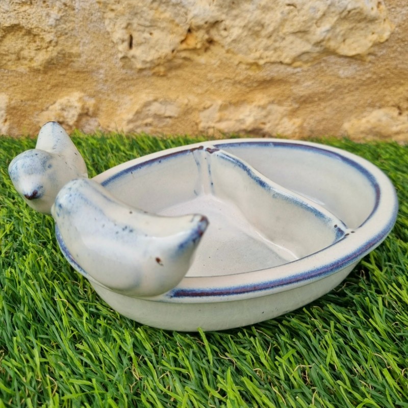 Bain d'oiseaux, mangeoire en terre cuite à posé blanc bleu 28,90 € LEZARD DU JARDIN