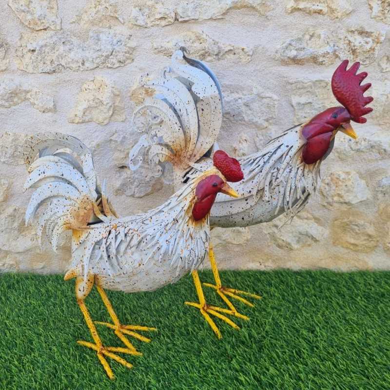 Coq poule décorative à suspendre, décoration murale en fil de fer