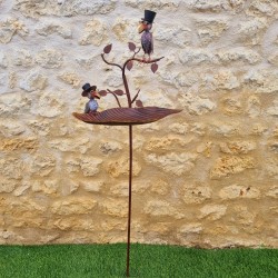 Bain d'oiseau sur pic en fer oiseaux chapeaux ,mangeoire H127 cm