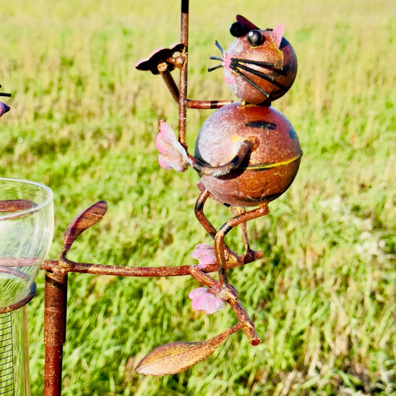 Pluviomètre décoratif de jardin coloré motif chat et souris 39,90 € LEZARD DU JARDIN