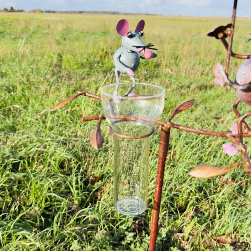 Pluviomètre décoratif de jardin coloré motif chat et souris 39,90 € LEZARD DU JARDIN