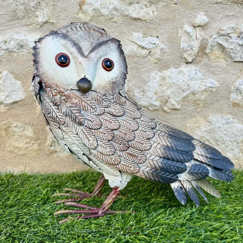 Joli chouette en métal 32 cm pour jardin | Lézard du Jardin.