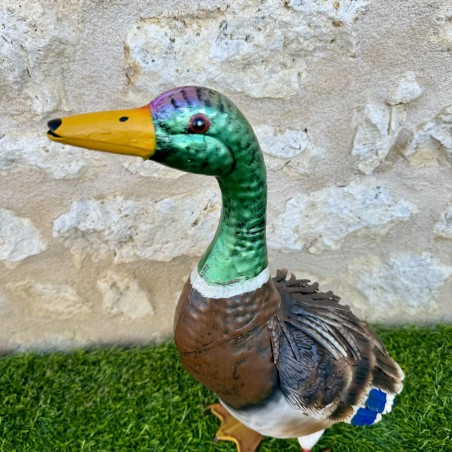 Statue canard colvert en métal Sculpture 49x18x26 cm 54,90 € LEZARD DU JARDIN