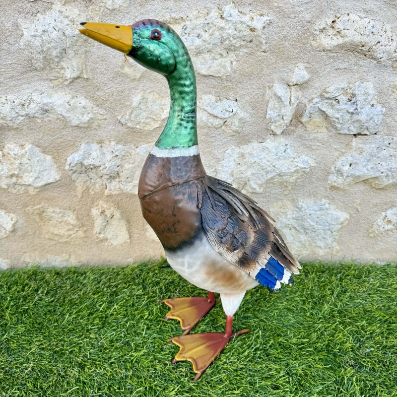 Statue canard colvert en métal Sculpture 49x18x26 cm 54,90 € LEZARD DU JARDIN